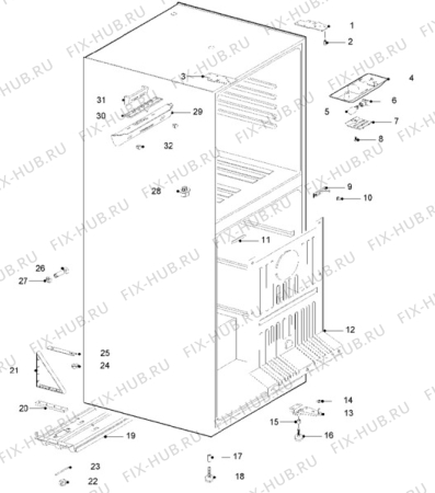 Взрыв-схема холодильника Electrolux ER7656B - Схема узла Cabinet + armatures